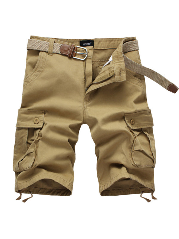 Straight Leg Cropped Men's Loose Casual Outdoor Sports Cargo Shorts (Without Belt)