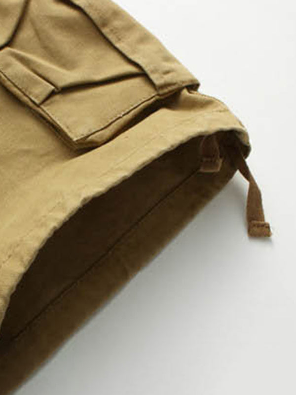 Straight Leg Cropped Men's Loose Casual Outdoor Sports Cargo Shorts (Without Belt)