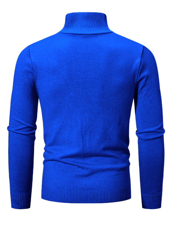 Men's casual solid color half zipper pullover stand collar sweater