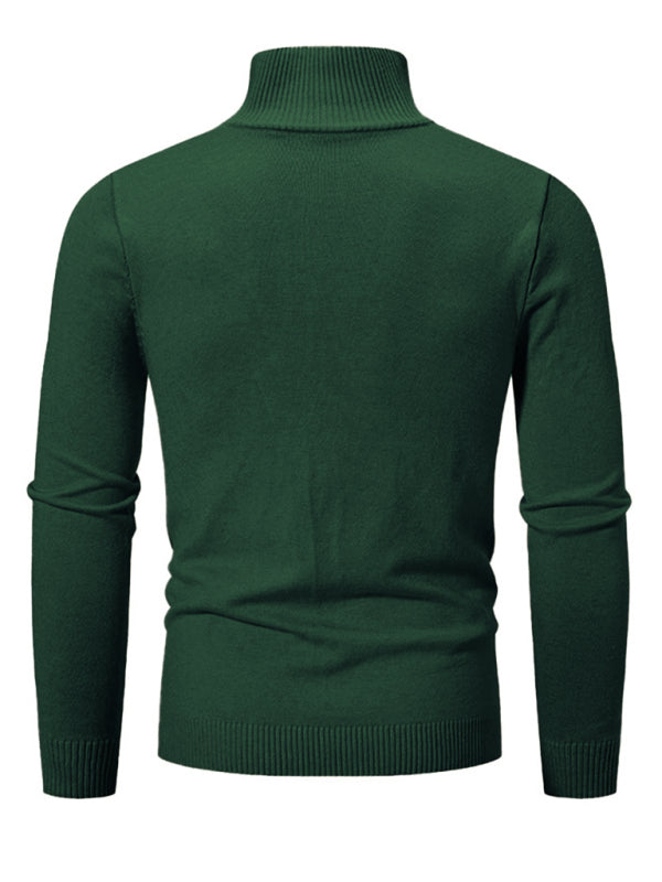 Men's casual solid color half zipper pullover stand collar sweater