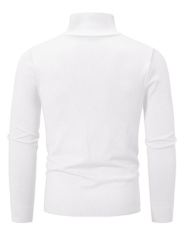 Men's casual solid color half zipper pullover stand collar sweater
