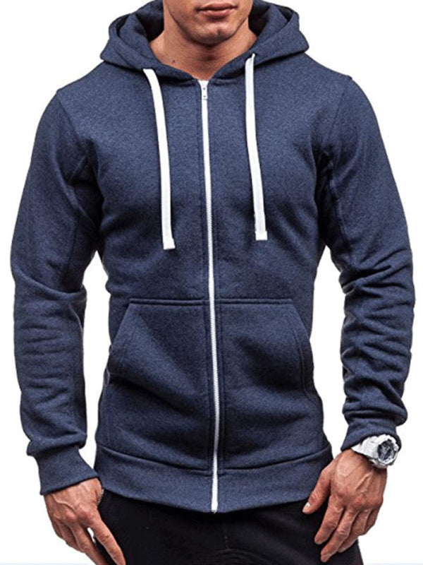 Men's long-sleeved sports hooded top zipper cardigan sweatshirt
