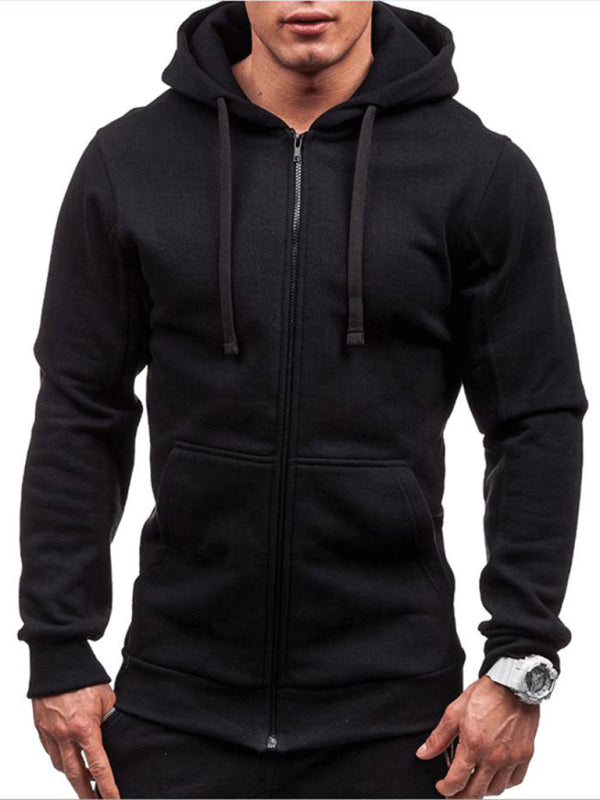 Men's long-sleeved sports hooded top zipper cardigan sweatshirt