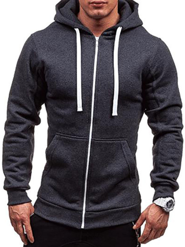 Men's long-sleeved sports hooded top zipper cardigan sweatshirt