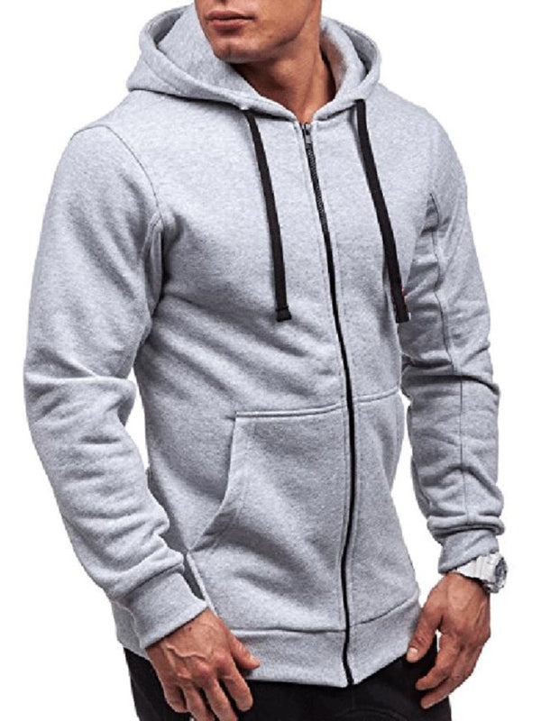 Men's long-sleeved sports hooded top zipper cardigan sweatshirt