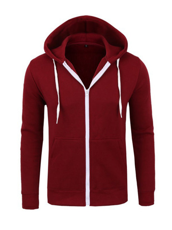 Men's long-sleeved sports hooded top zipper cardigan sweatshirt