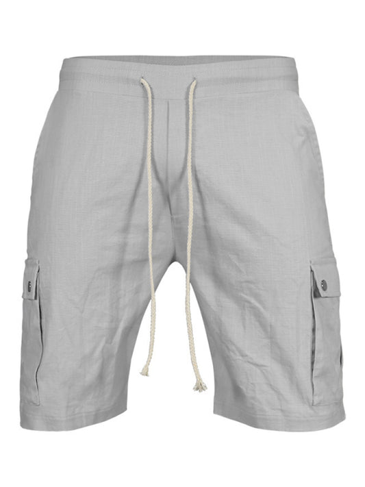 Casual Men's Slim Drawstring  Thin Quarter Pants Cargo Shorts