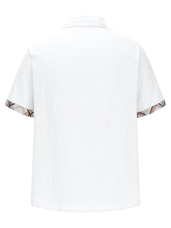 Men's Vacation  Short Sleeve Contrast Lapel Shirt