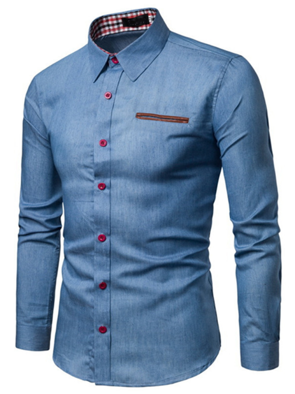 Men's Casual  Pocket Patchwork Long Sleeve Shirt