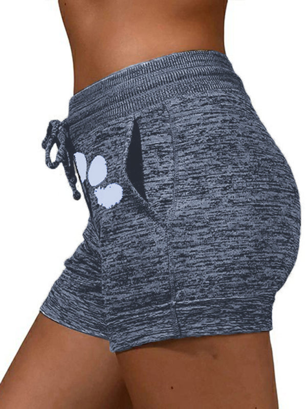 Women's printed bottoming quick-drying  yoga pants casual sports waist elastic shorts