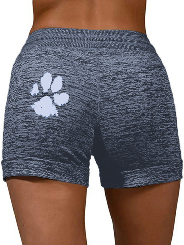 Women's printed bottoming quick-drying  yoga pants casual sports waist elastic shorts