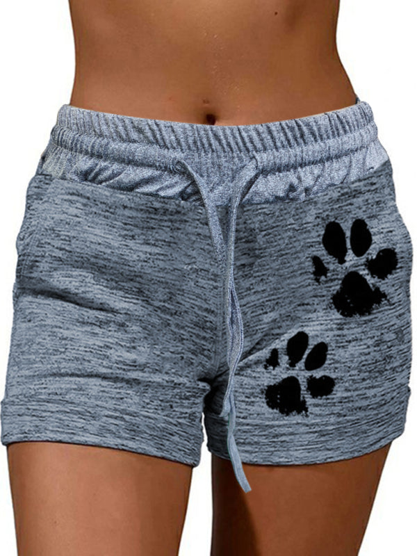 Women's printed bottoming quick-drying  yoga pants casual sports waist elastic shorts