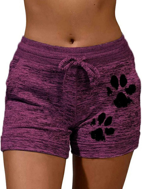Women's printed bottoming quick-drying  yoga pants casual sports waist elastic shorts