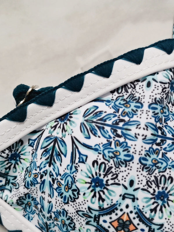 New bikini split  digital printing crochet split swimsuit