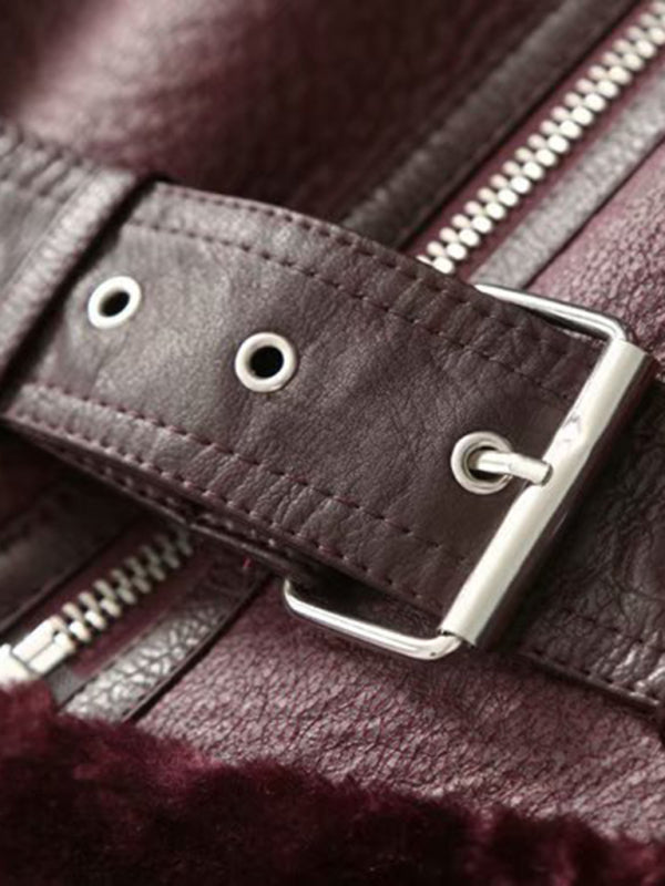 New women's street fashion motorcycle style fur coat