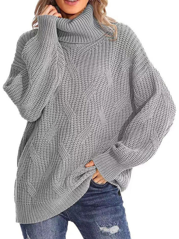 New Thick-Knit Long-Sleeve Solid-Color Turtleneck Pullover Sweater