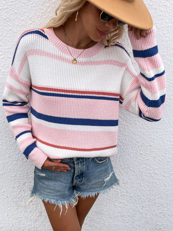 Striped Knit Casual Sweater