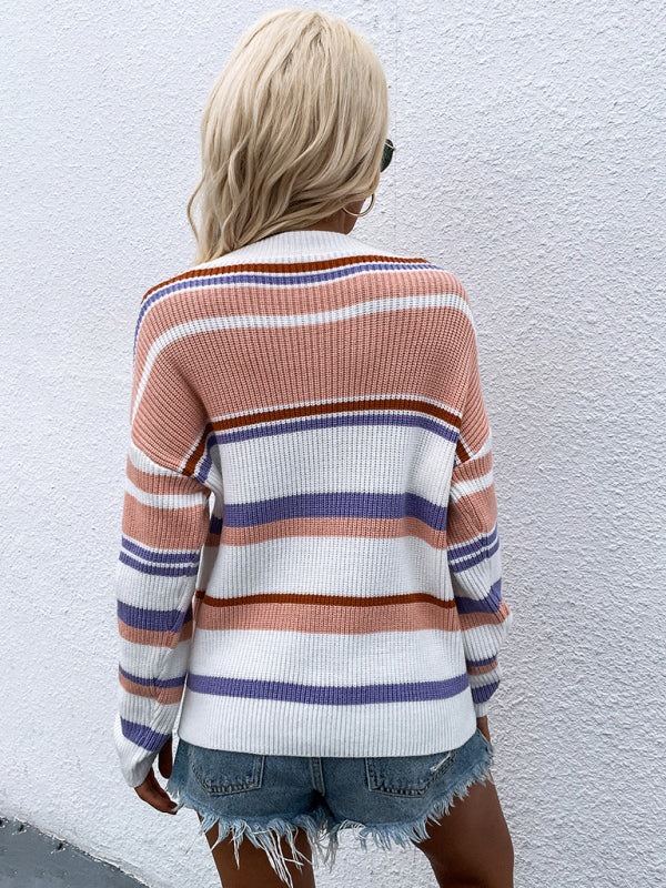 Striped Knit Casual Sweater
