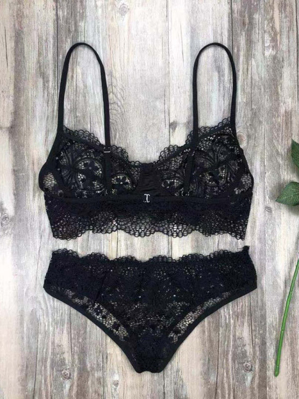New lace  lingerie set solid color eyelash lace set