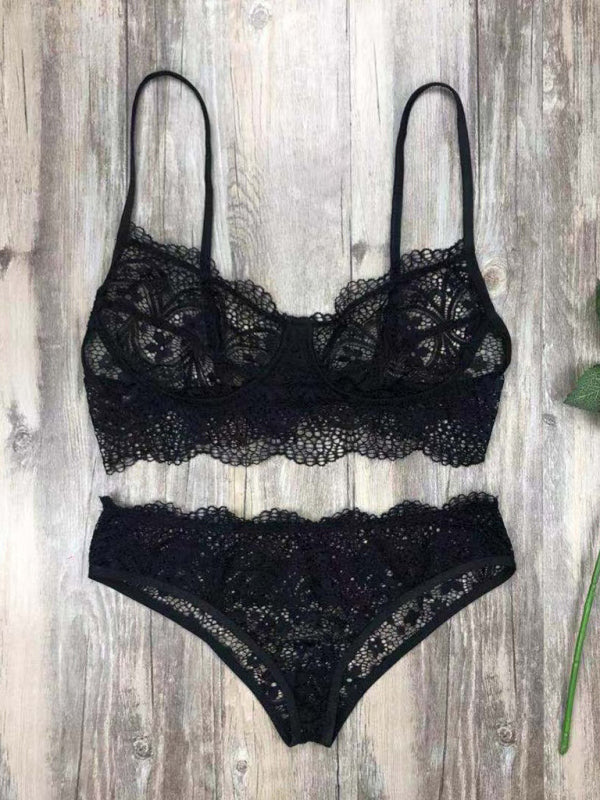 New lace  lingerie set solid color eyelash lace set