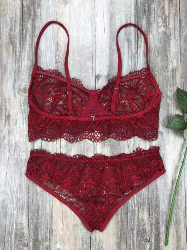 New lace  lingerie set solid color eyelash lace set