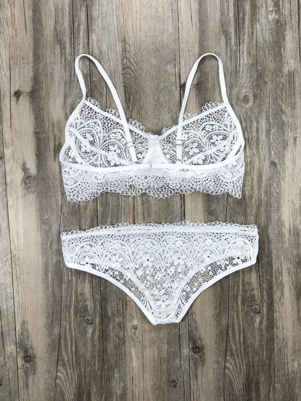 New lace  lingerie set solid color eyelash lace set