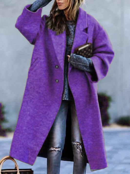 Women’s New Commuter-Style Loose Wool Coat — Lapel, Beltless