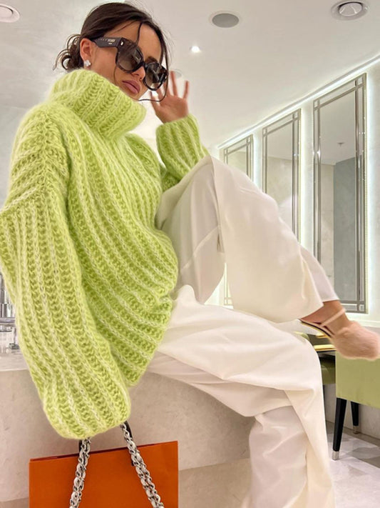 Women's fashion  fluffy long sleeve pullover sweater