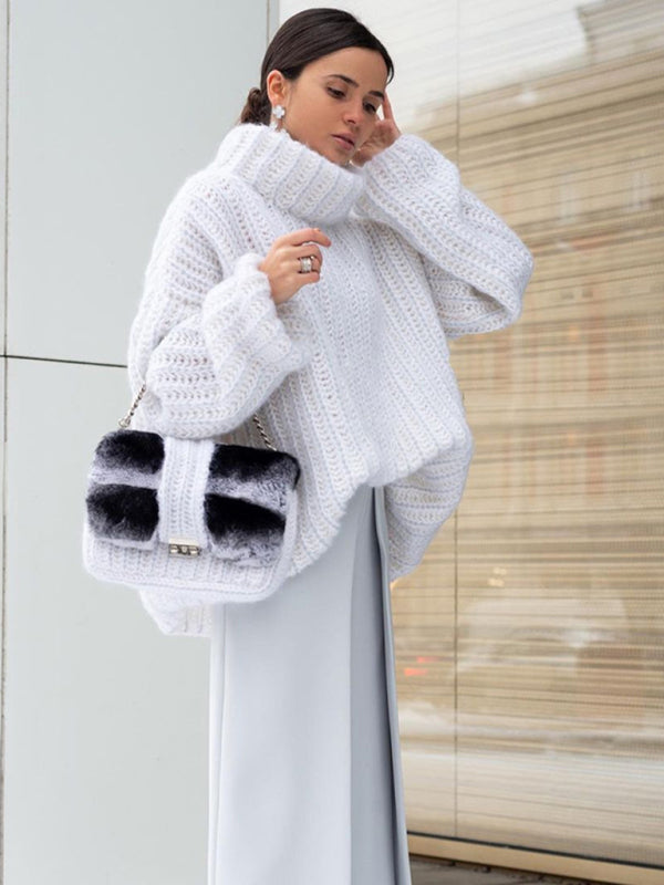 Women's fashion  fluffy long sleeve pullover sweater