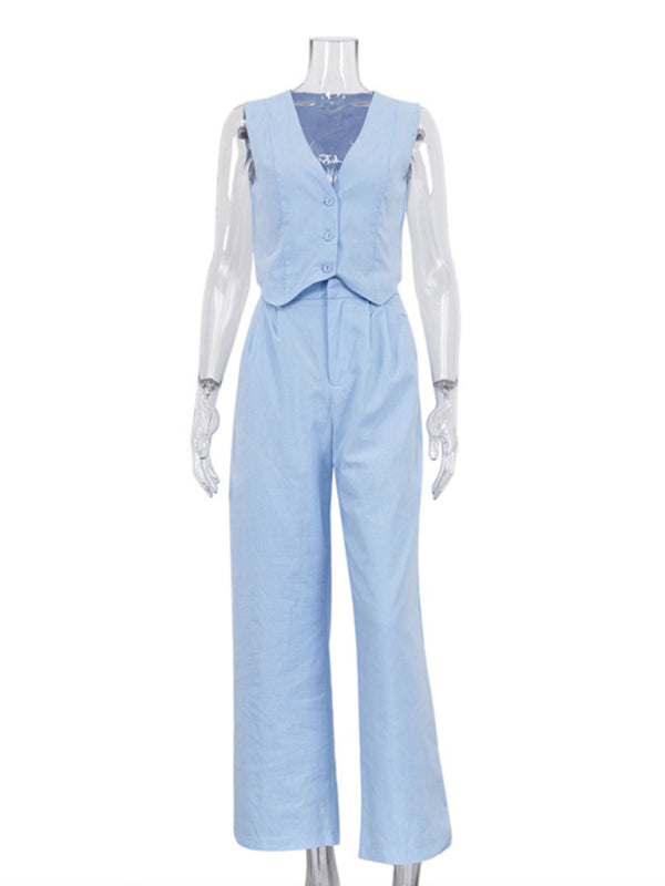 New casual and fashionable sleeveless vest and trousers two-piece set