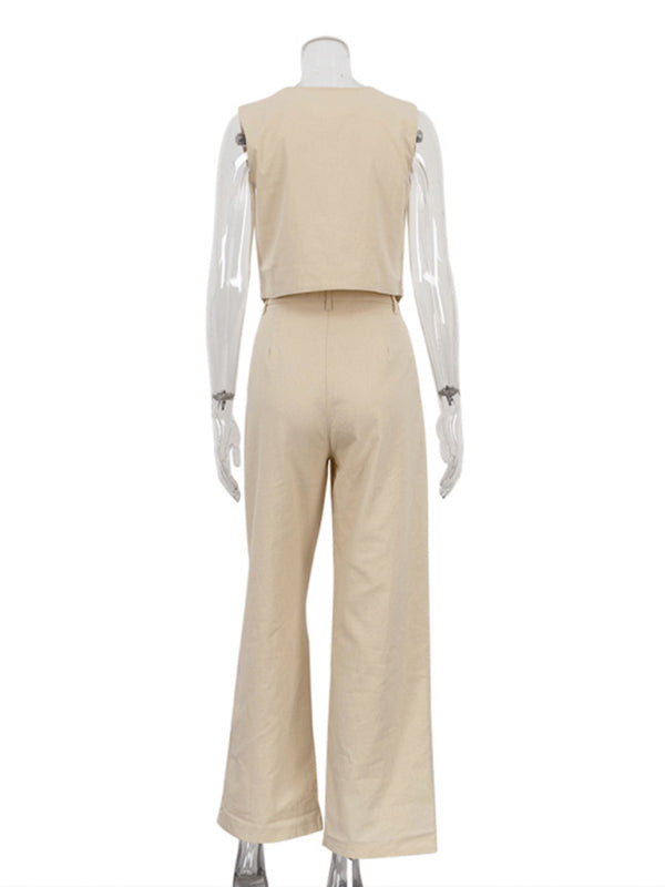 New casual and fashionable sleeveless vest and trousers two-piece set
