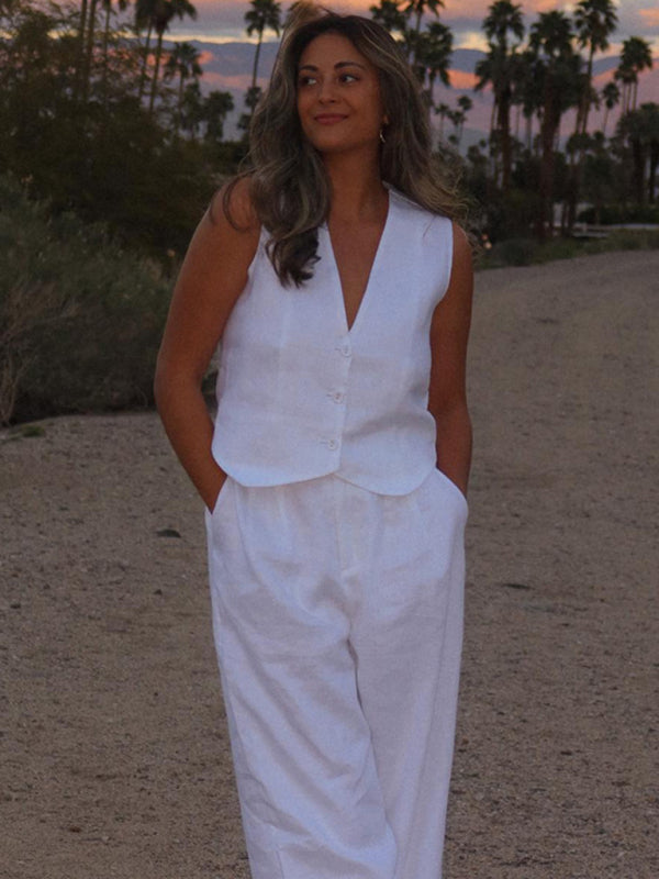 New casual and fashionable sleeveless vest and trousers two-piece set