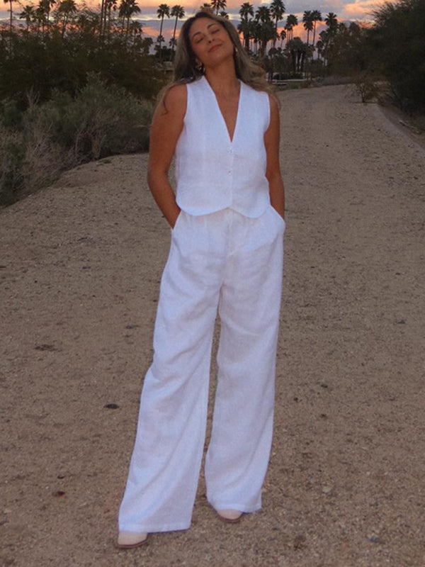 New casual and fashionable sleeveless vest and trousers two-piece set
