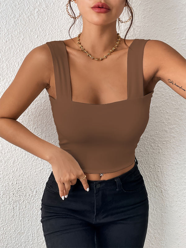 New camisole wide shoulder strap slim sleeveless top