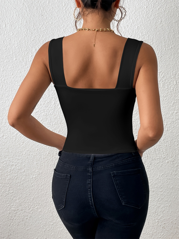 New camisole wide shoulder strap slim sleeveless top