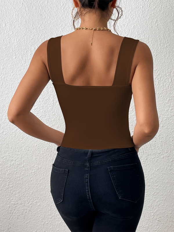 New camisole wide shoulder strap slim sleeveless top