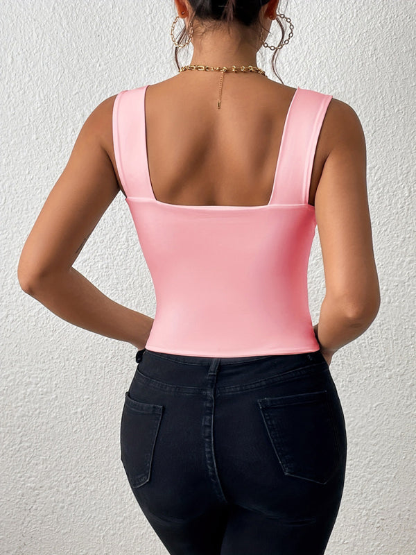 New camisole wide shoulder strap slim sleeveless top