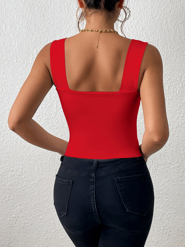 New camisole wide shoulder strap slim sleeveless top