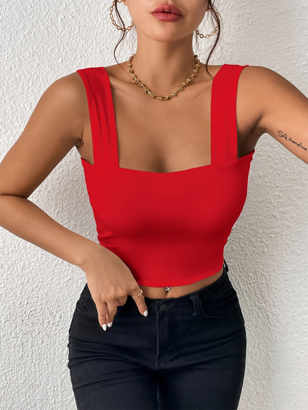 New camisole wide shoulder strap slim sleeveless top