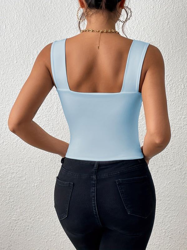 New camisole wide shoulder strap slim sleeveless top