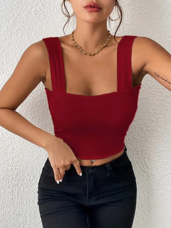 New camisole wide shoulder strap slim sleeveless top