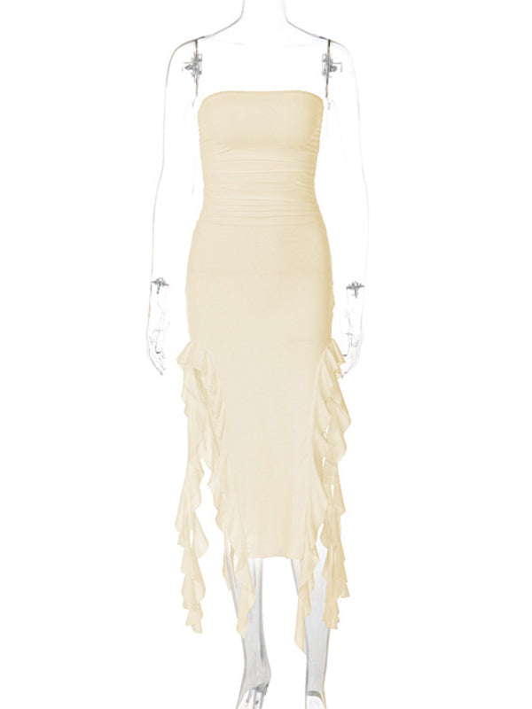 Ladies new fashion  personality wrap chest irregular dress