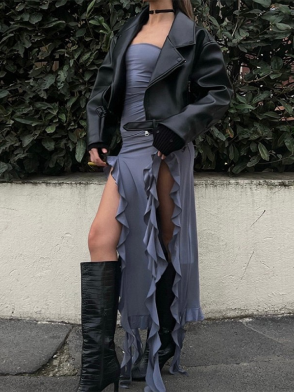 Ladies new fashion  personality wrap chest irregular dress