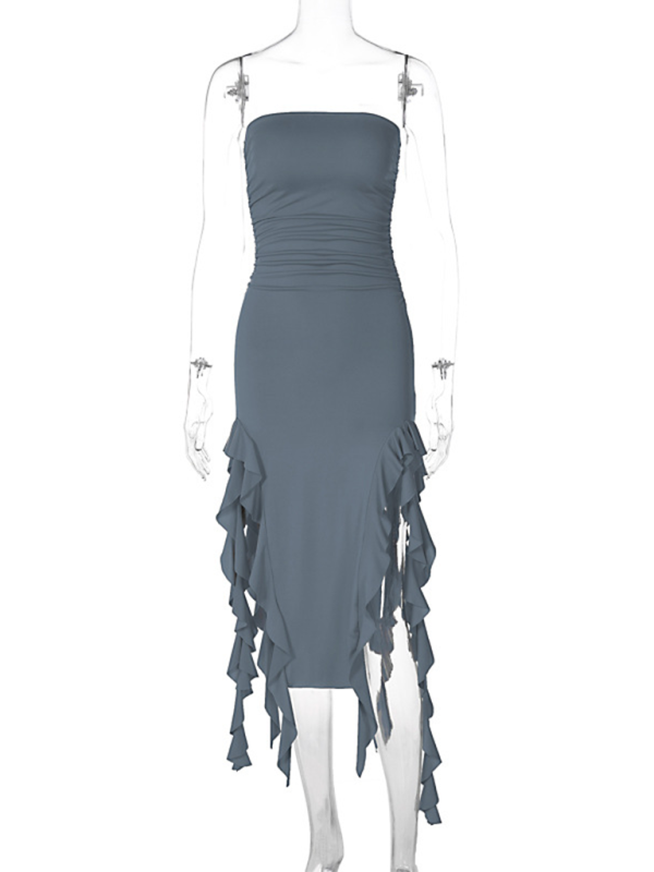 Ladies new fashion  personality wrap chest irregular dress