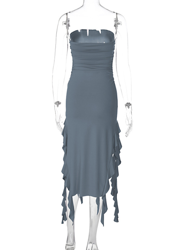 Ladies new fashion  personality wrap chest irregular dress