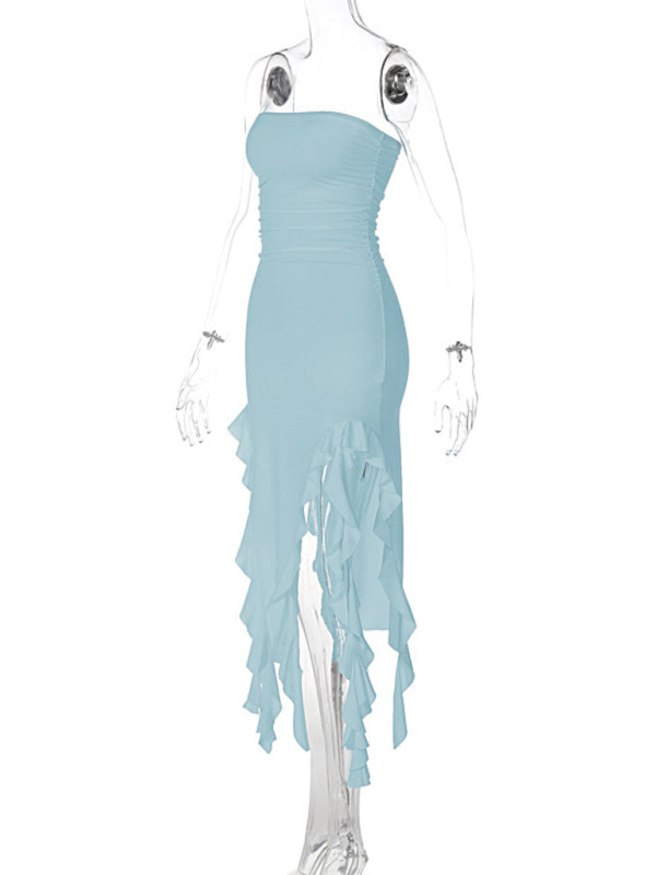 Ladies new fashion  personality wrap chest irregular dress