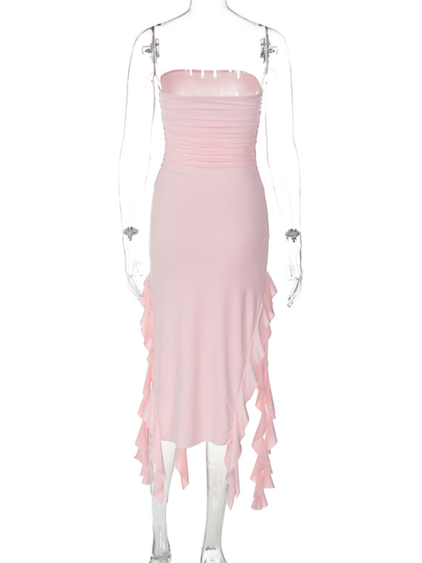 Ladies new fashion  personality wrap chest irregular dress