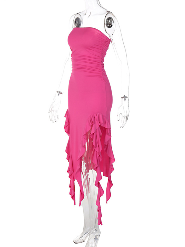 Ladies new fashion  personality wrap chest irregular dress