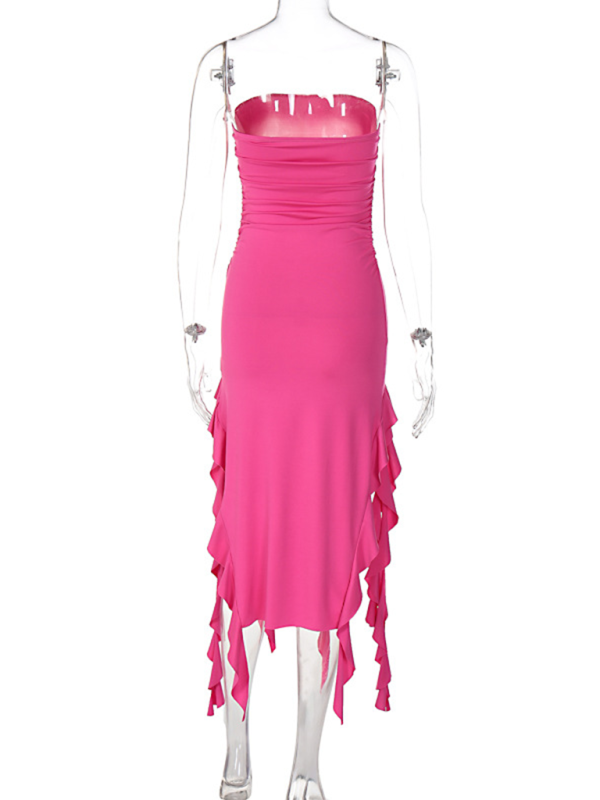 Ladies new fashion  personality wrap chest irregular dress