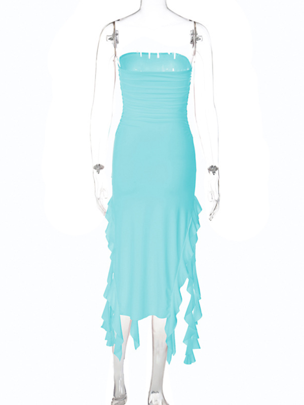 Ladies new fashion  personality wrap chest irregular dress